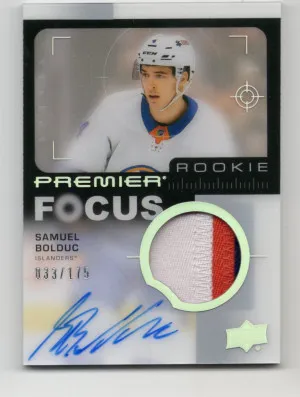 2023-24 Upper Deck Premier Samuel Bolduc Premier Focus Rookie Patch Auto /175 front